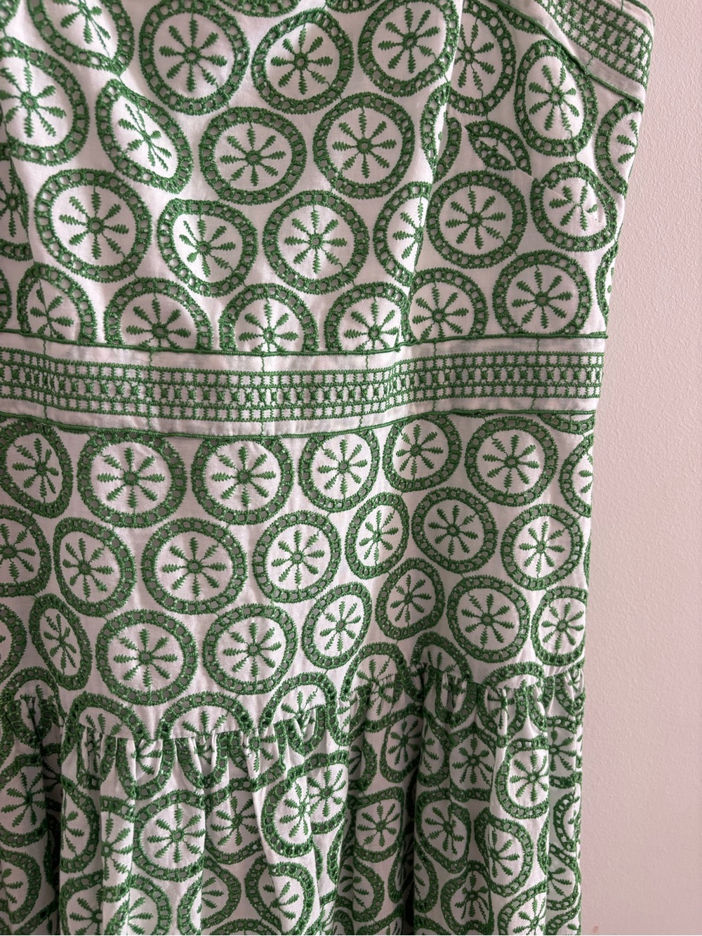 Shoshanna Green White Print Sleeveless Dress Resort Vacation Cottagecore Size 10 - Picture 2 of 10